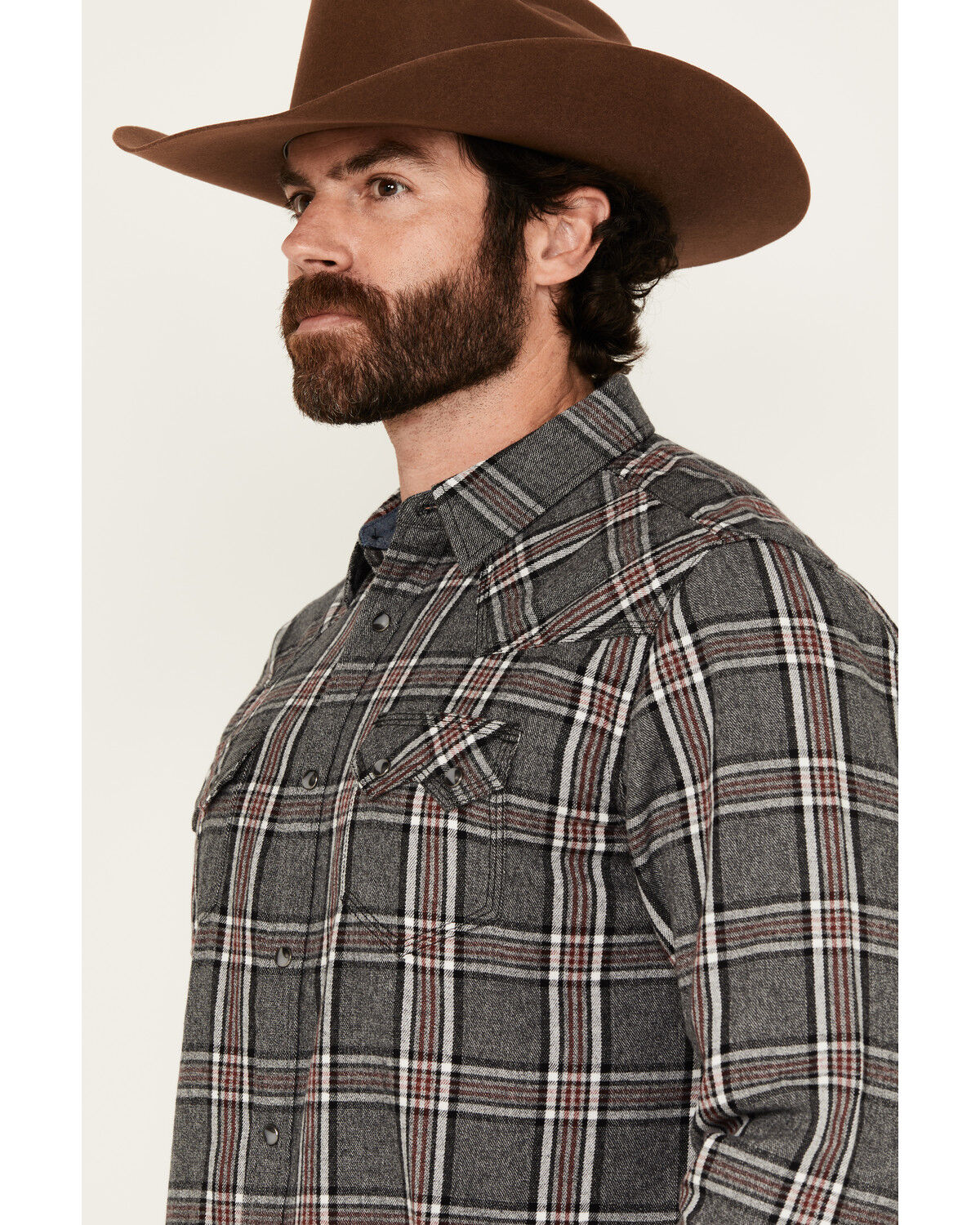 Image #2 - Moonshine Spirit&reg; Men's Badger Plaid Print Long Sleeve Snap Western Shirt, Black, hi-res