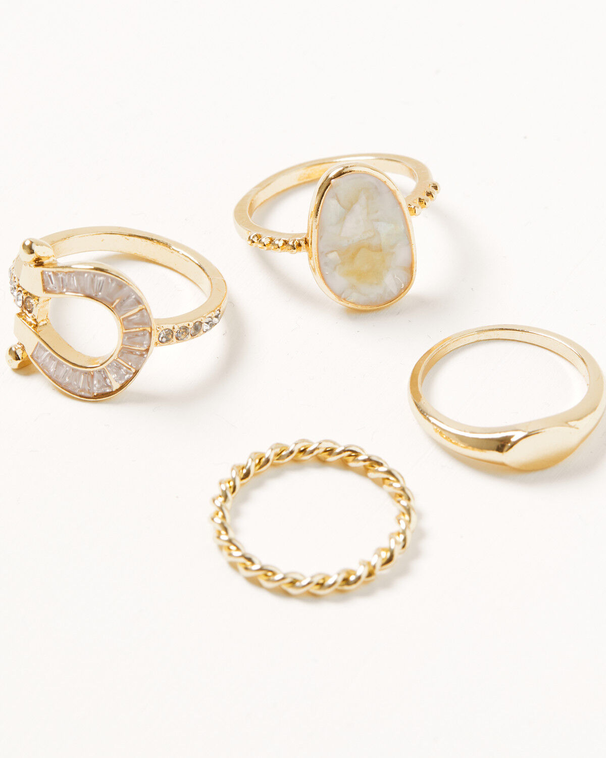 Shyanne Women's Shell Effect Ring Set - 4 Piece, Gold, hi-res