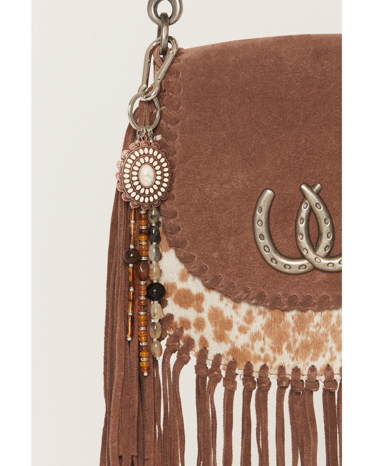Shyanne Beaded Tassel Bag Charm, Brown, hi-res