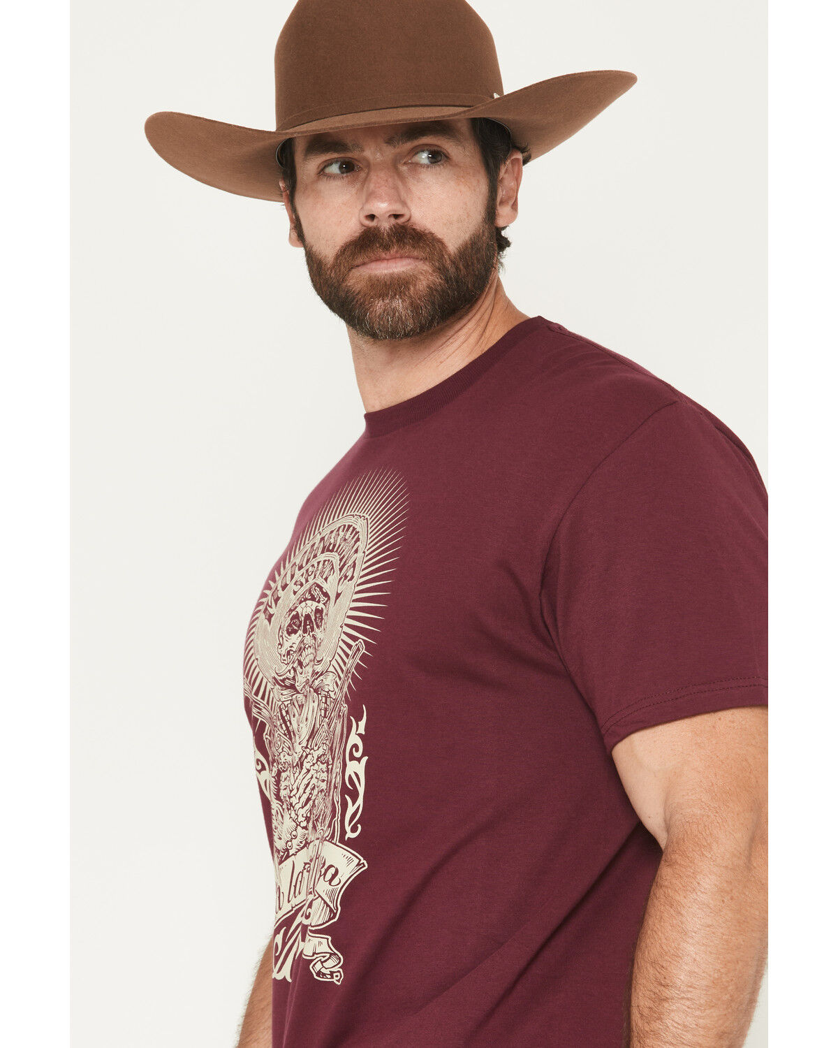 Image #2 - Moonshine Spirit&reg; Men's Viva La Raza Short Sleeve Graphic T-Shirt, Burgundy, hi-res