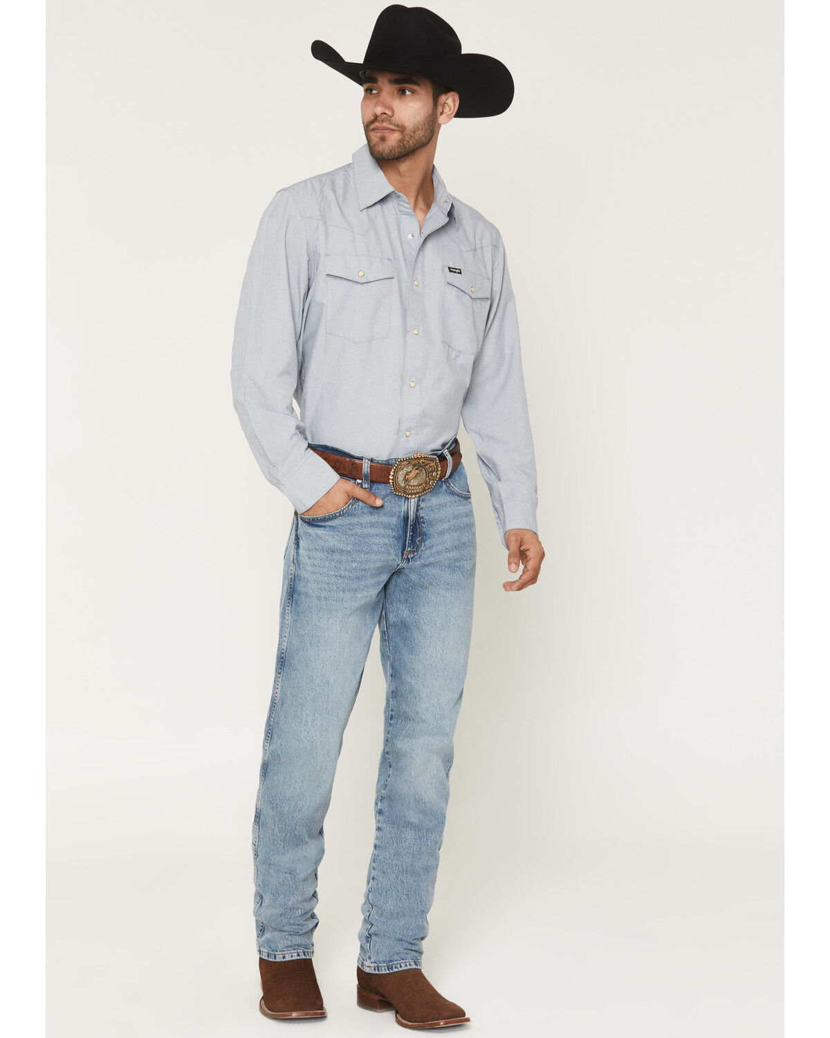 Wrangler Retro Men's 88MWZ Medium Wash Slim Straight Stretch Denim Jeans, Medium Wash, hi-res