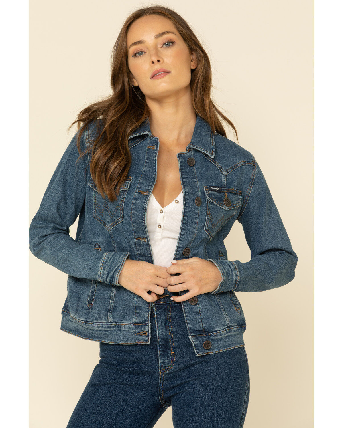 Image #1 - Wrangler Women's Dark Wash Classic Fit Denim Jacket, Blue, hi-res