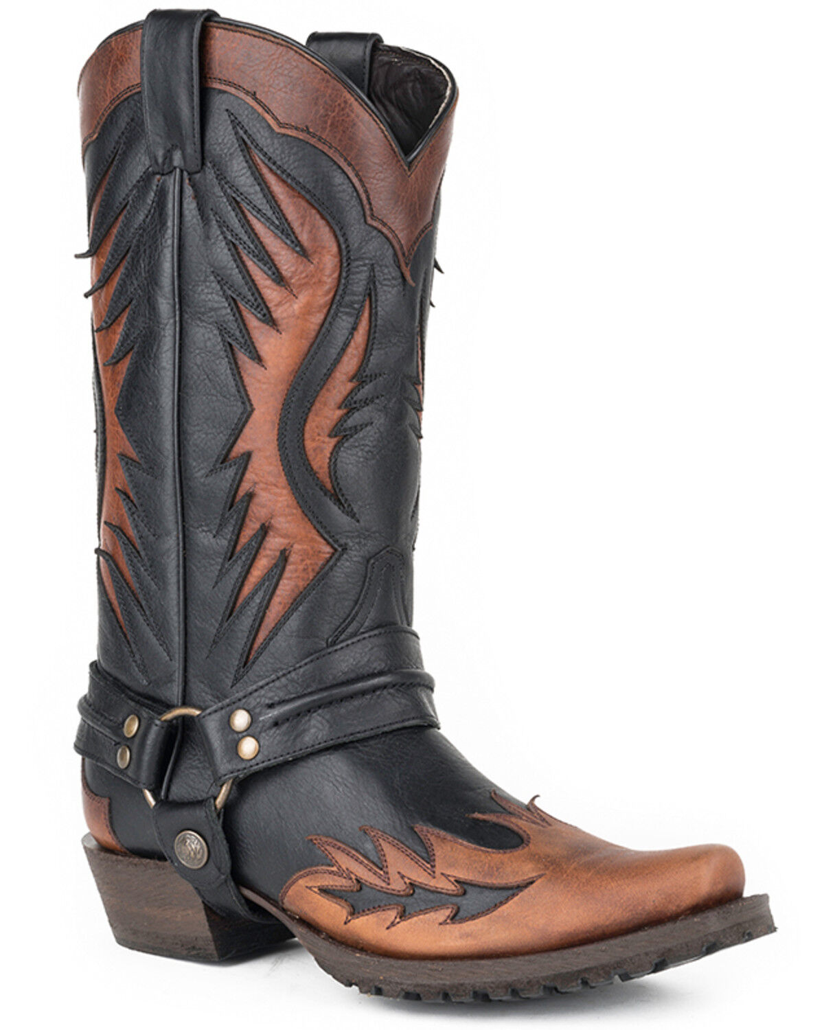 Image #1 - Stetson Men's Outlaw Biker Outlay Tall Western Boots - Snip Toe, Brown, hi-res