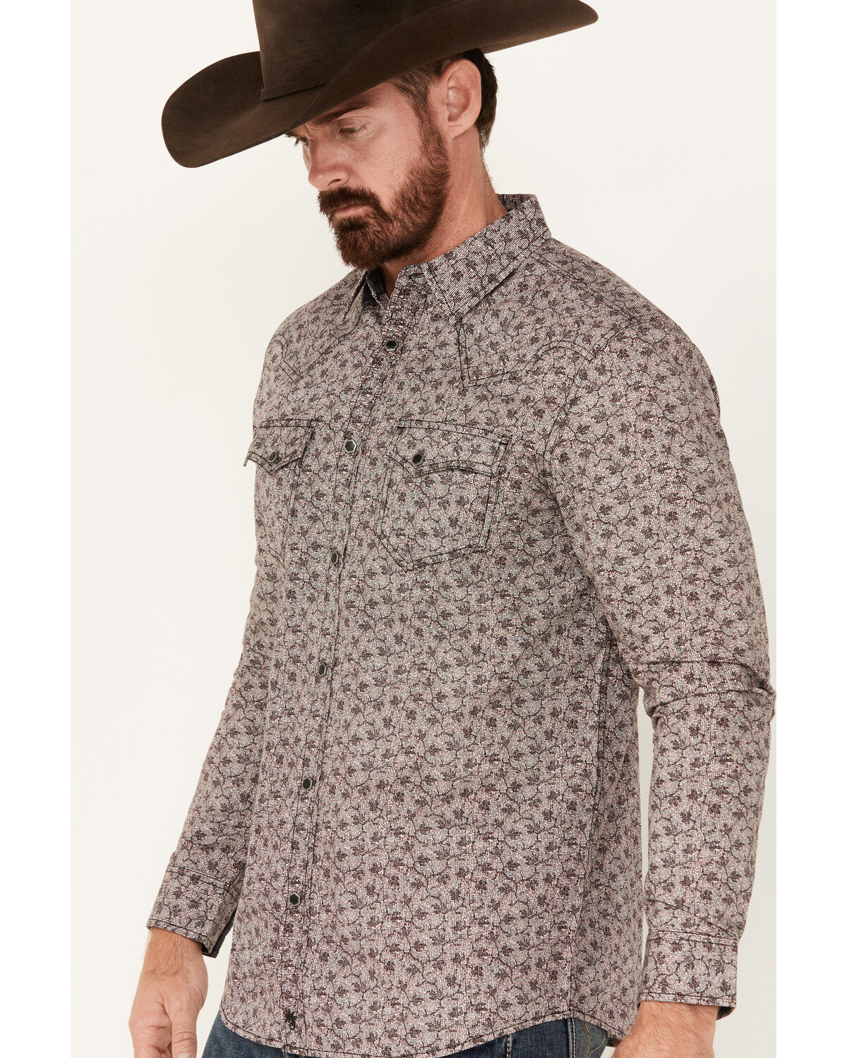 Image #2 - Moonshine Spirit&reg; Men's Fox Trot Floral Print Long Sleeve Snap Western Shirt, Purple, hi-res