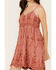 Image #3 - Cleo + Wolf Women's Brina Embroidered Mini Dress, Brick Red, hi-res