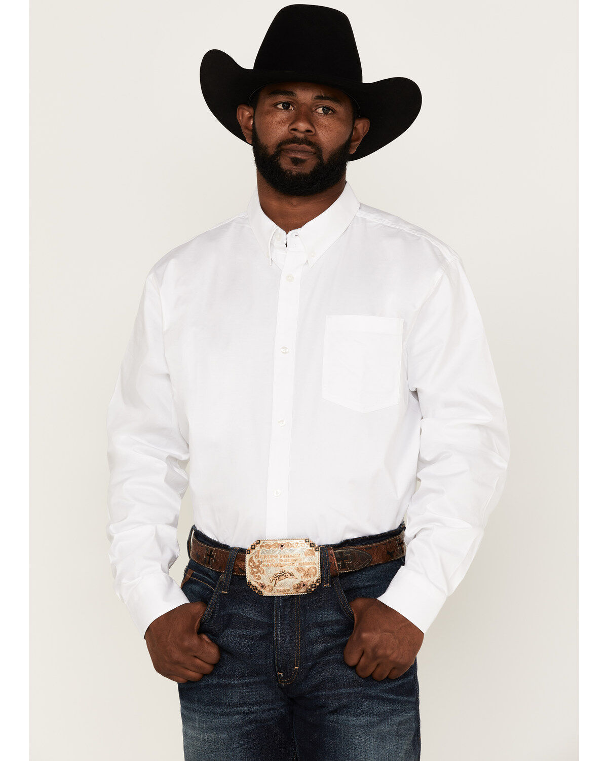 Image #1 - RANK 45&reg; Men's Basic Twill Long Sleeve Button-Down Western Shirt - Tall, , hi-res