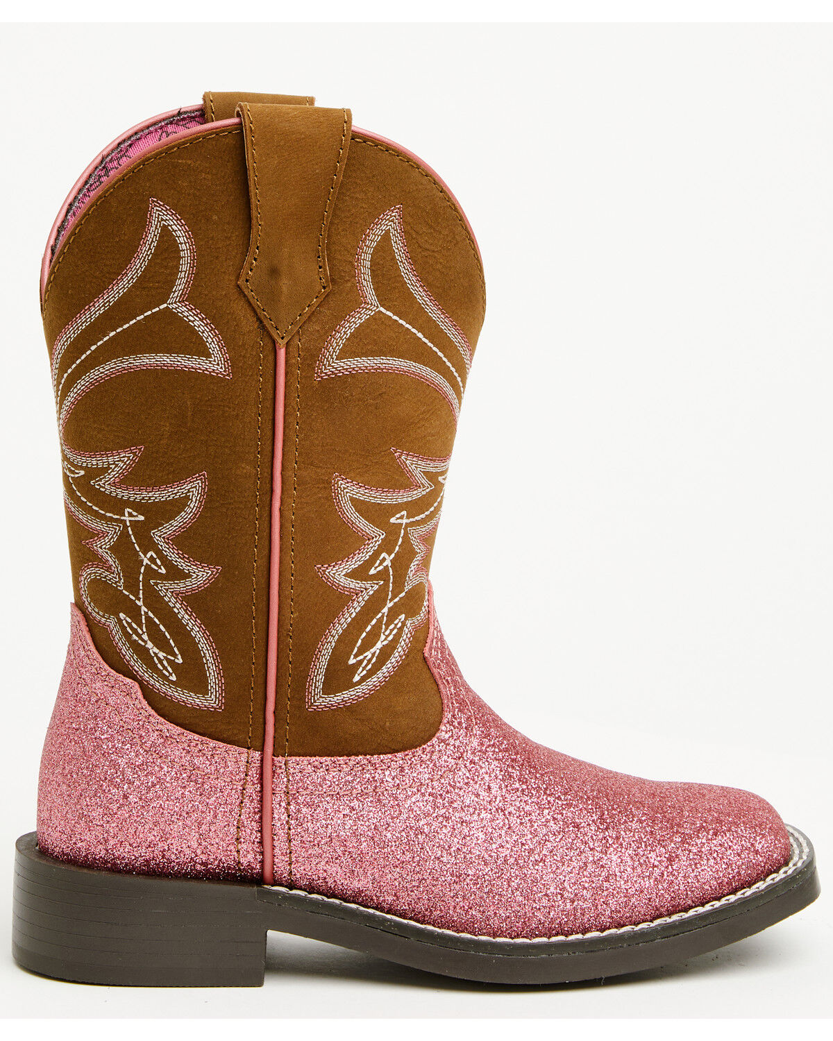 Image #2 - Shyanne Girls' Avery Glitter Western Boots - Broad Square Toe, Pink, hi-res