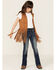 Image #2 - Fornia Little Girls' Fringe Faux Suede Vest, Camel, hi-res