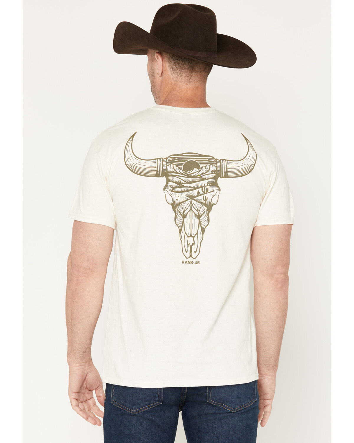 RANK 45&reg; Men's Bull Scape Logo Short Sleeve Graphic T-Shirt, Cream, hi-res