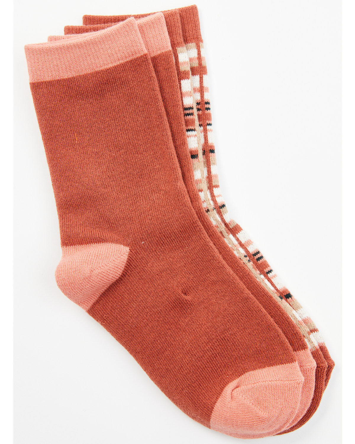 Shyanne Girls' Tennessee Plaid Print Socks - 2 Pack, Brandy Brown, hi-res