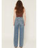 Image #3 - Cruel Girl Women's Medium Wash Casey High Rise Branded Straight Denim Jeans, Medium Wash, hi-res