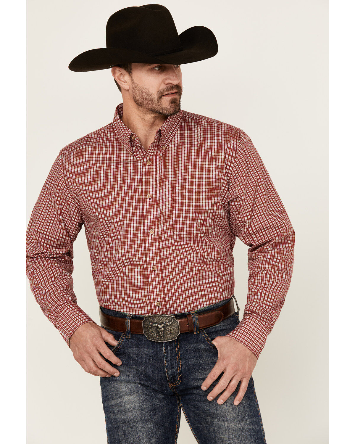 Image #1 - Wrangler Riata Men's Assorted Plaid Print Long Sleeve Button-Down Western Shirt, Multi, hi-res