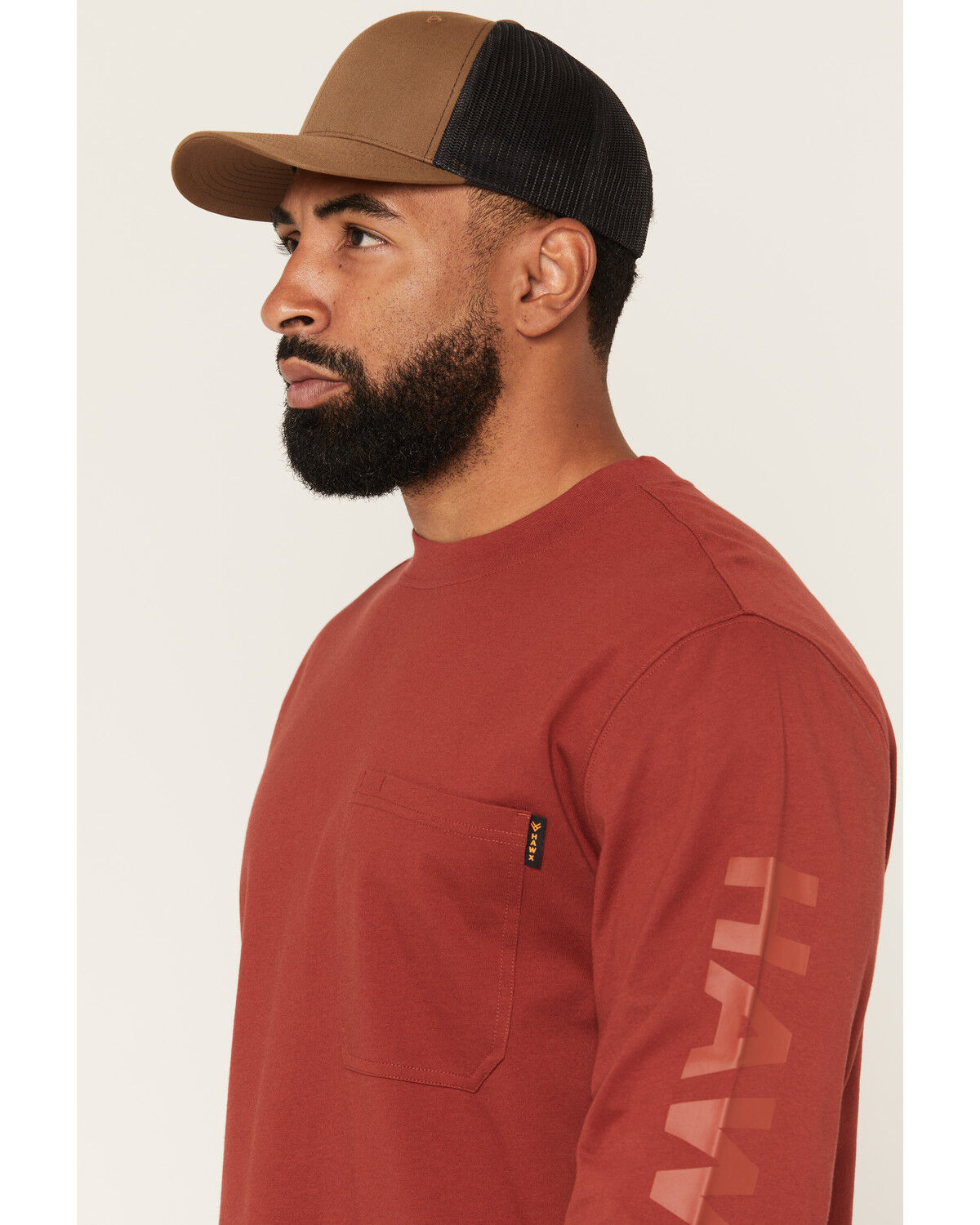 Image #2 - Hawx Men's Logo Graphic Long Sleeve Work T-Shirt, Dark Orange, hi-res