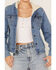 Image #3 - Wrangler Women's Medium Wash Sherpa Lined Denim Jacket, Indigo, hi-res