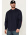 Image #1 - Hawx Men's Long Sleeve Knit Solid Logo Long Sleeve Work T-Shirt - Tall, Navy, hi-res