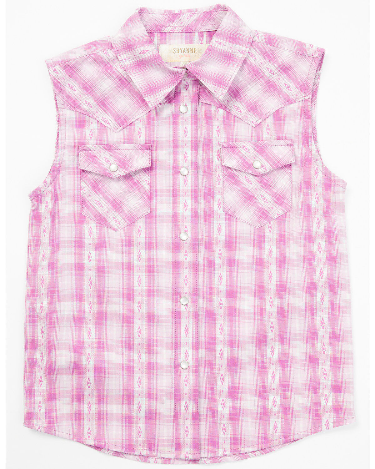 Shyanne Toddler Girls Dobby Striped Western Pearl Snap Shirt, Grape, hi-res