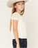 Image #2 - Sugar California Girls' Emma Solid Lace Short Sleeve Shirt, Ivory, hi-res