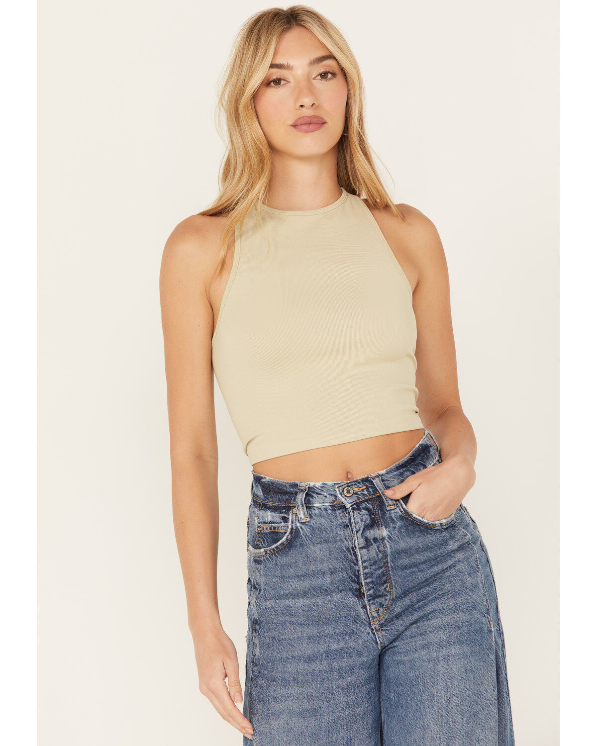 Image #1 - Free People Women's Hayley Racerback Brami, Light Green, hi-res