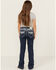 Image #1 - Miss Me Girls' Dark Wash Burnout Distressed Star Embroidered Bootcut Denim Jeans , Blue, hi-res