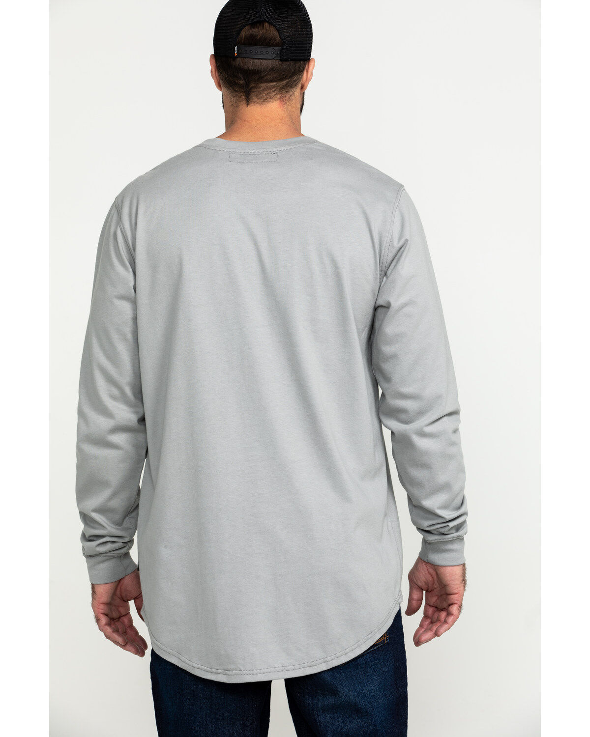 Image #2 - Hawx Men's FR Pocket Henley Long Sleeve Work Shirt - Tall, Silver, hi-res