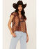 Image #1 - Cleo + Wolf Women's Bogota Patchwork Printed Blouse, Brandy Brown, hi-res