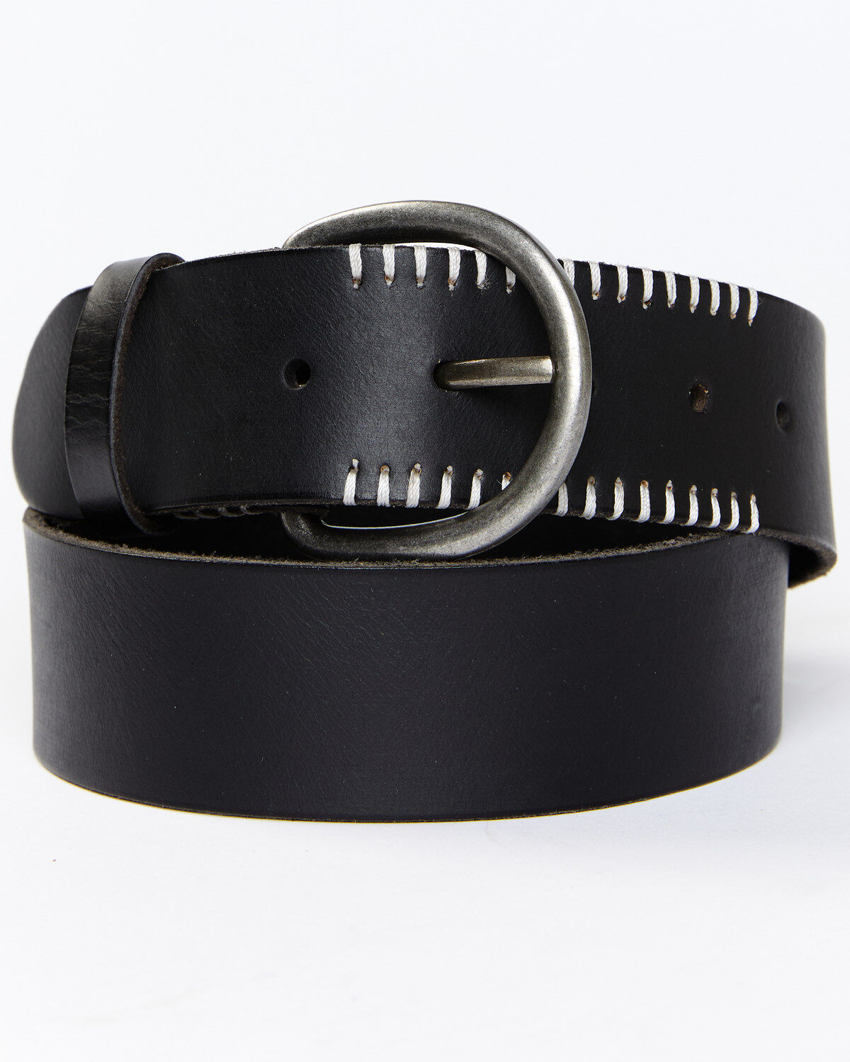 Cleo + Wolf Women's Stitching Detail Leather Belt, Black, hi-res