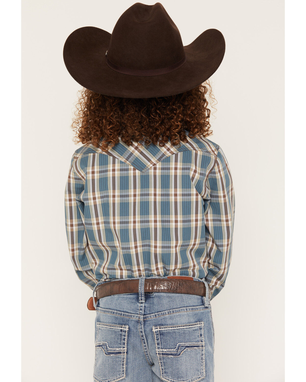 Image #4 - Cody James Boys' Niagra Falls Plaid Print Long Sleeve Snap Western Shirt, Blue, hi-res