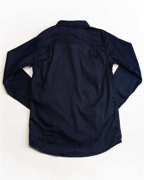 Image #3 - Carhartt Women's FR Rugged Flex Long Sleeve Button-Down Work Shirt, Navy, hi-res