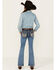 Image #1 - Miss Me Girl's Medium Wash Wing Stretch Bootcut Jeans , Dark Blue, hi-res