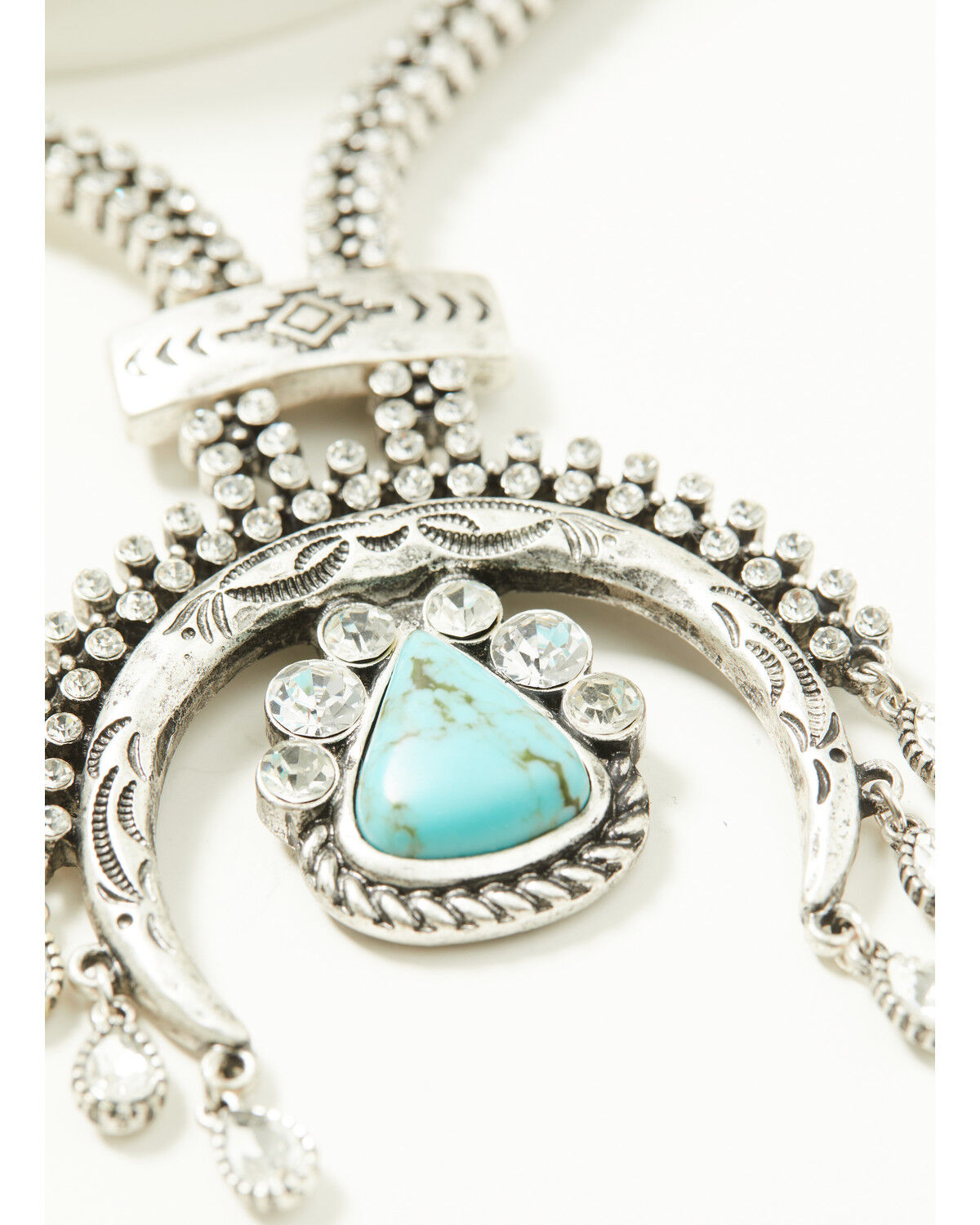 Image #2 - Idyllwind Women's Suncrest Rhinestone Squash Blossom Necklace, Silver, hi-res