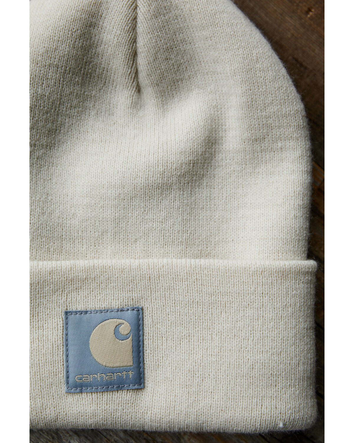 Image #2 - Carhartt Knit Cuffed Logo Satin Lined Beanie, Oatmeal, hi-res