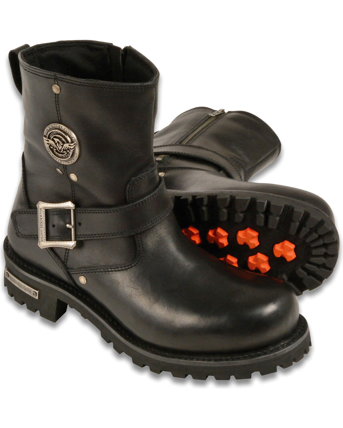 Milwaukee Leather Men's 6" Classic Engineer Boots - Round Toe - Wide, Black, hi-res
