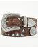 Image #2 - Shyanne Women's Underlay Concho Studded Tooled Belt, Brown, hi-res