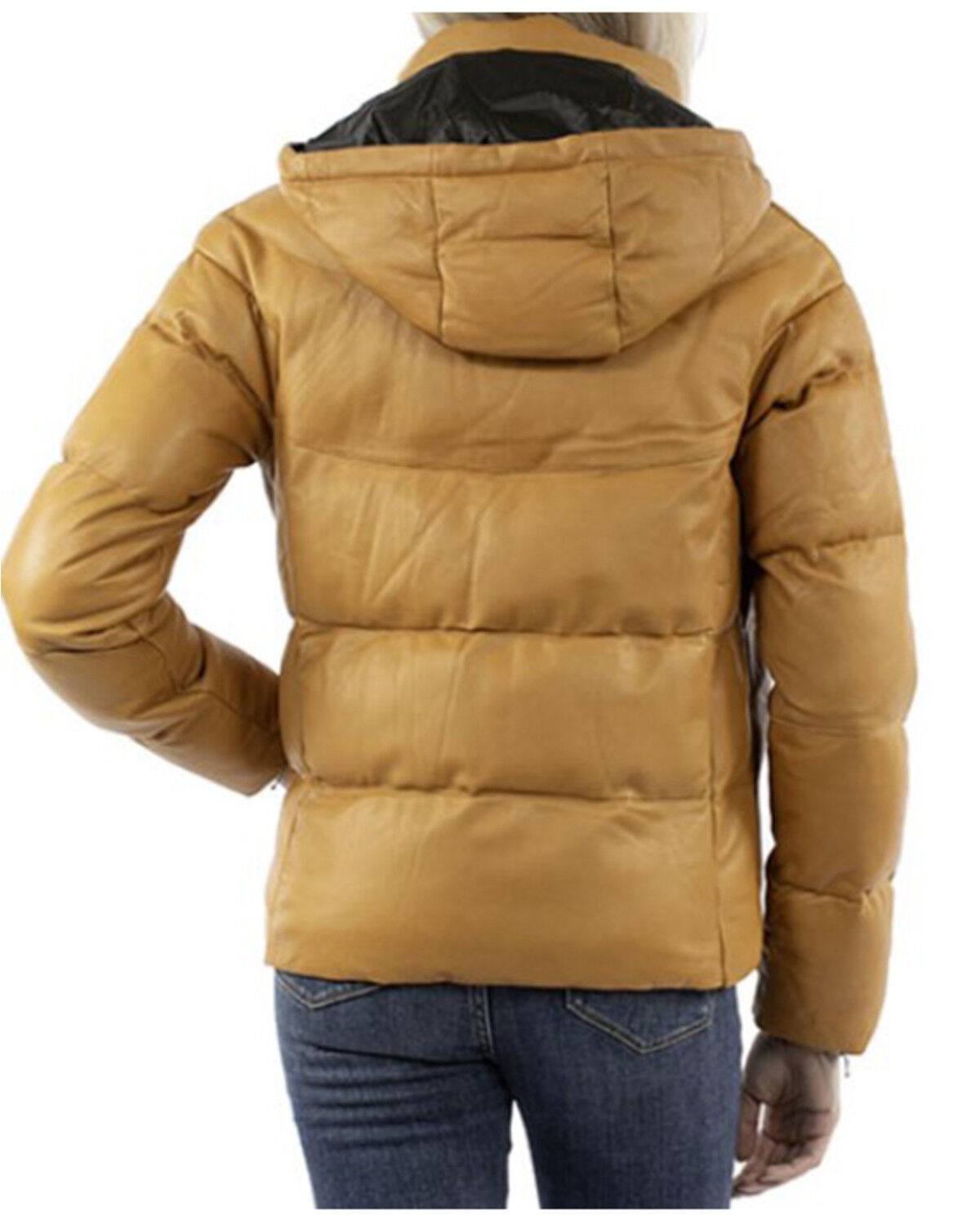Image #2 - Scully Women's Lambskin Leather Hooded Puffer Jacket, Honey, hi-res