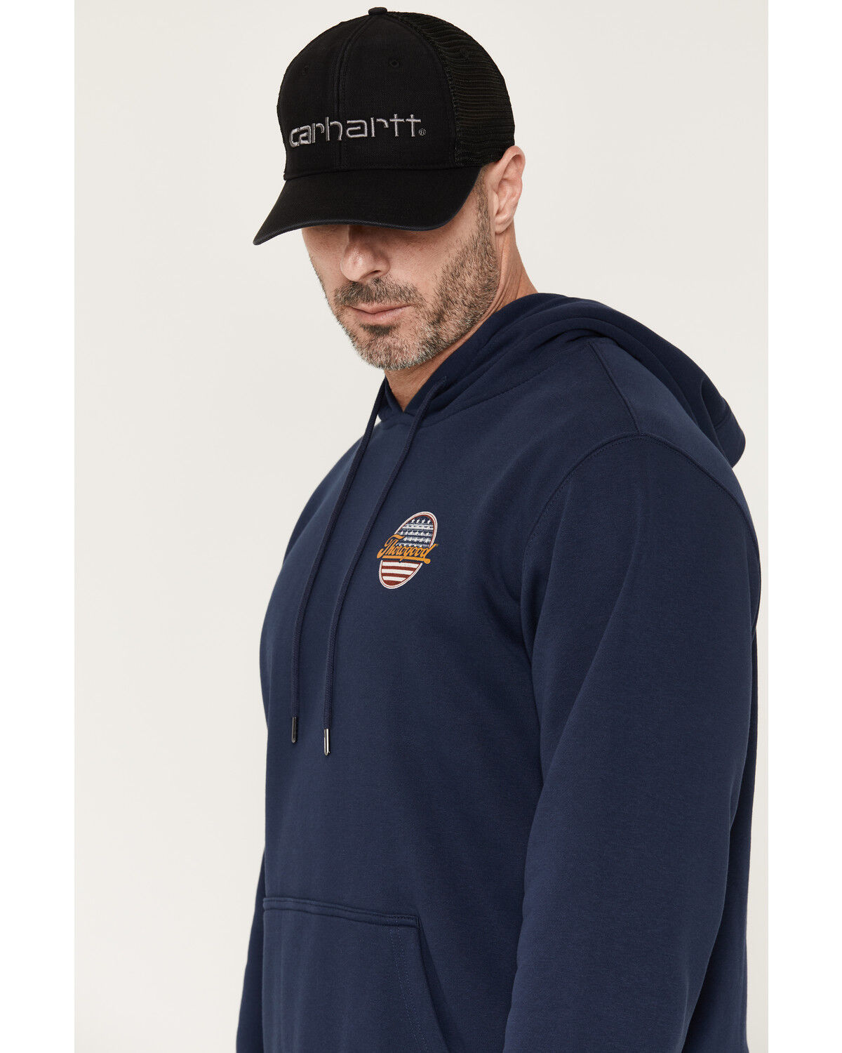 Image #3 - Thorogood Men's Freedom Eagle Graphic Hooded Sweatshirt, Navy, hi-res
