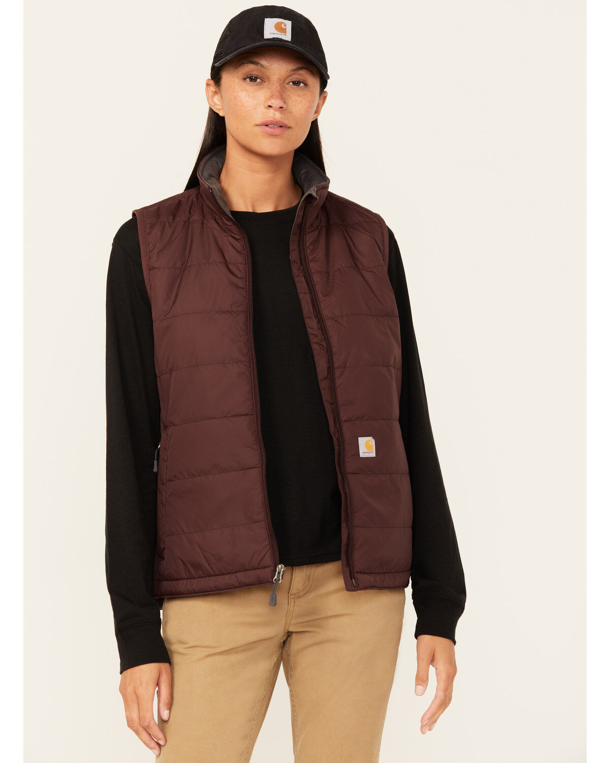 Image #1 - Carhartt Women's Rain Defender&reg; Relaxed Fit Lightweight Insulated Vest, Wine, hi-res