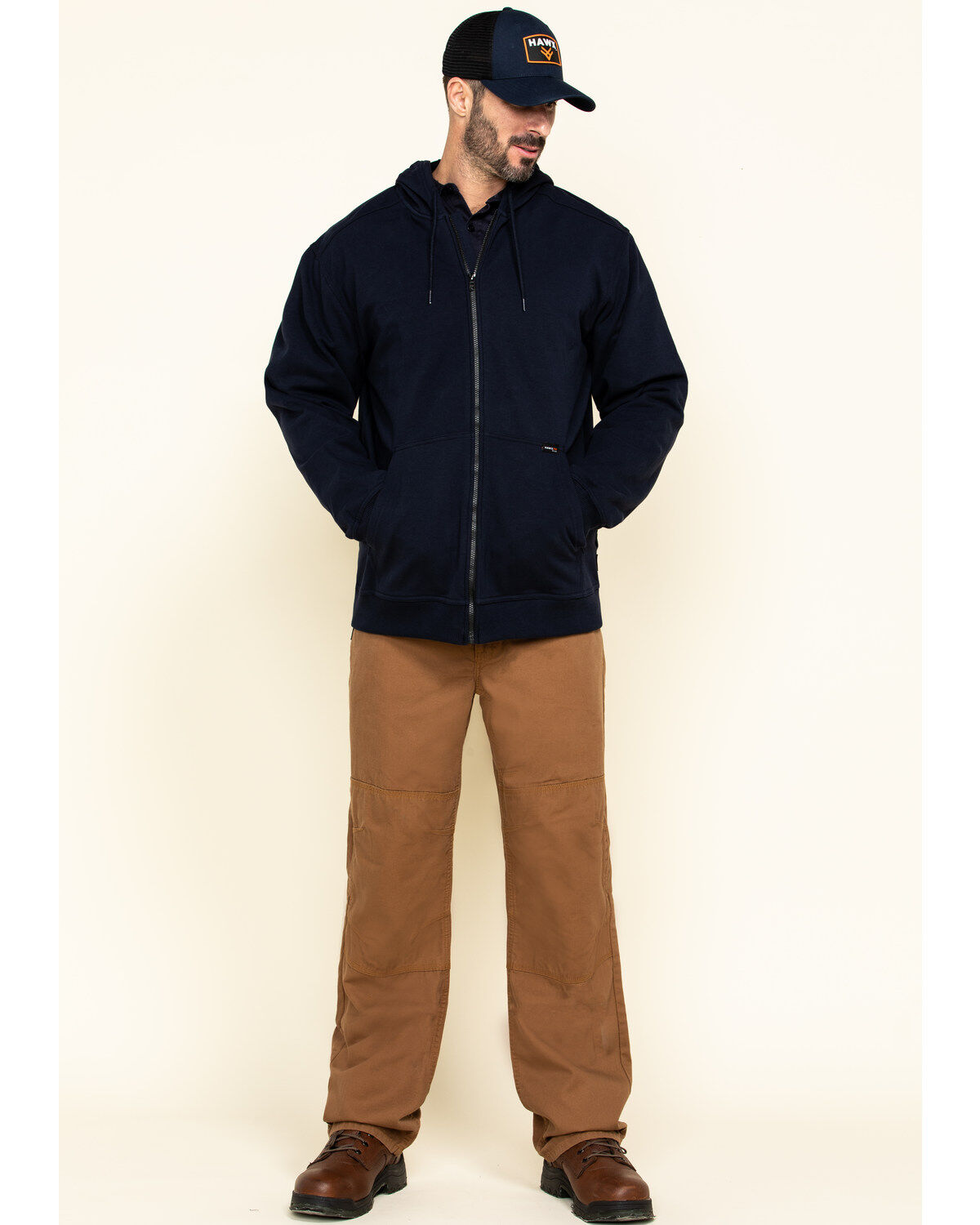 Image #6 - Hawx Men's FR Zip Up Fleece Work Hoodie - Tall, Navy, hi-res