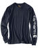 Image #1 - Carhartt Men's Loose Fit Heavyweight Long Sleeve Logo Graphic Work T-Shirt - Big & Tall, Navy, hi-res