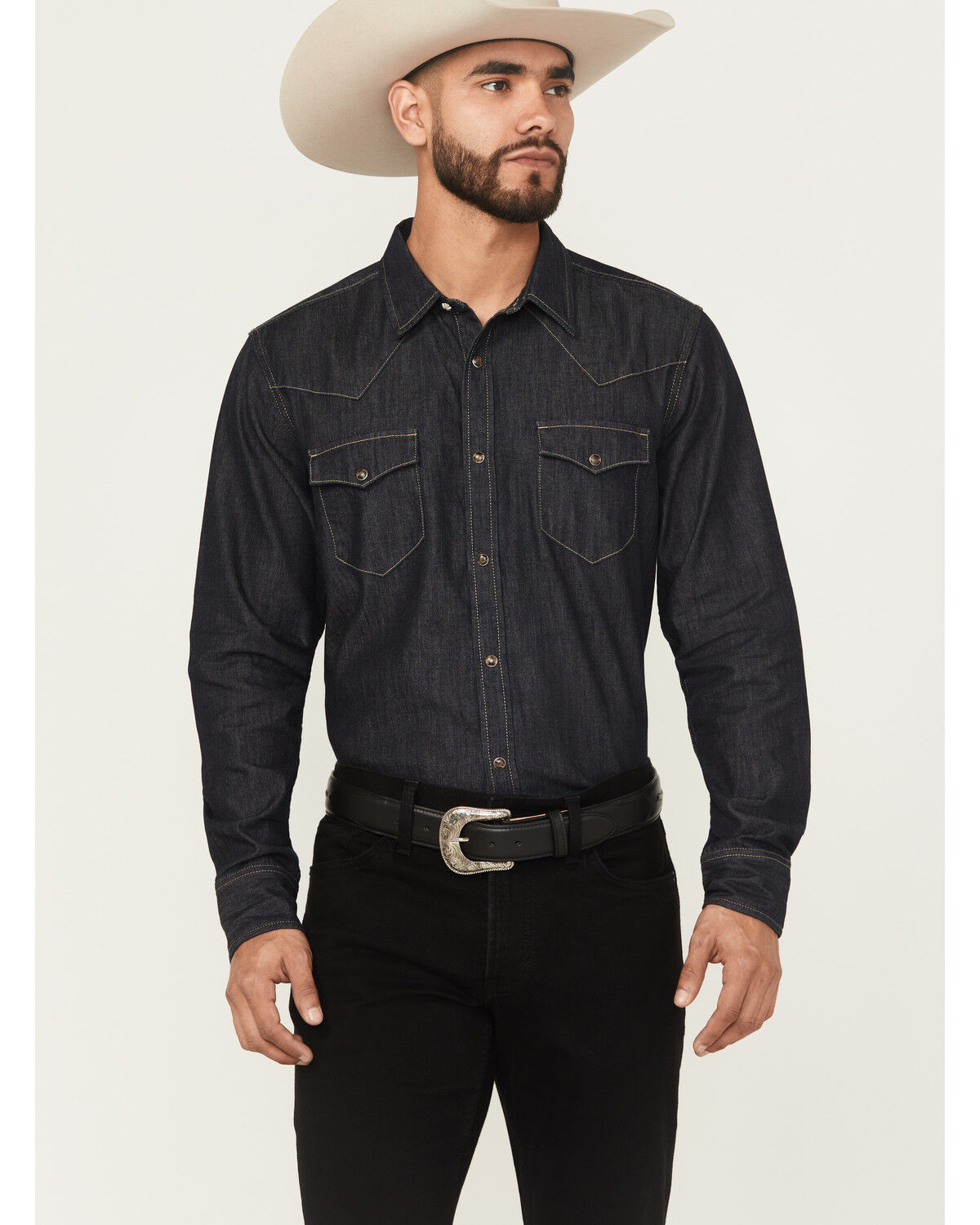 Cody James Black 1978&reg; Men's Long Sleeve Snap Denim Western Shirt, Black, hi-res