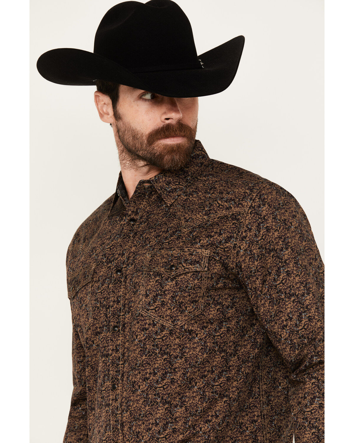 Image #2 - Moonshine Spirit&reg; Men's Meadow Floral Print Long Sleeve Snap Western Shirt, Tan, hi-res