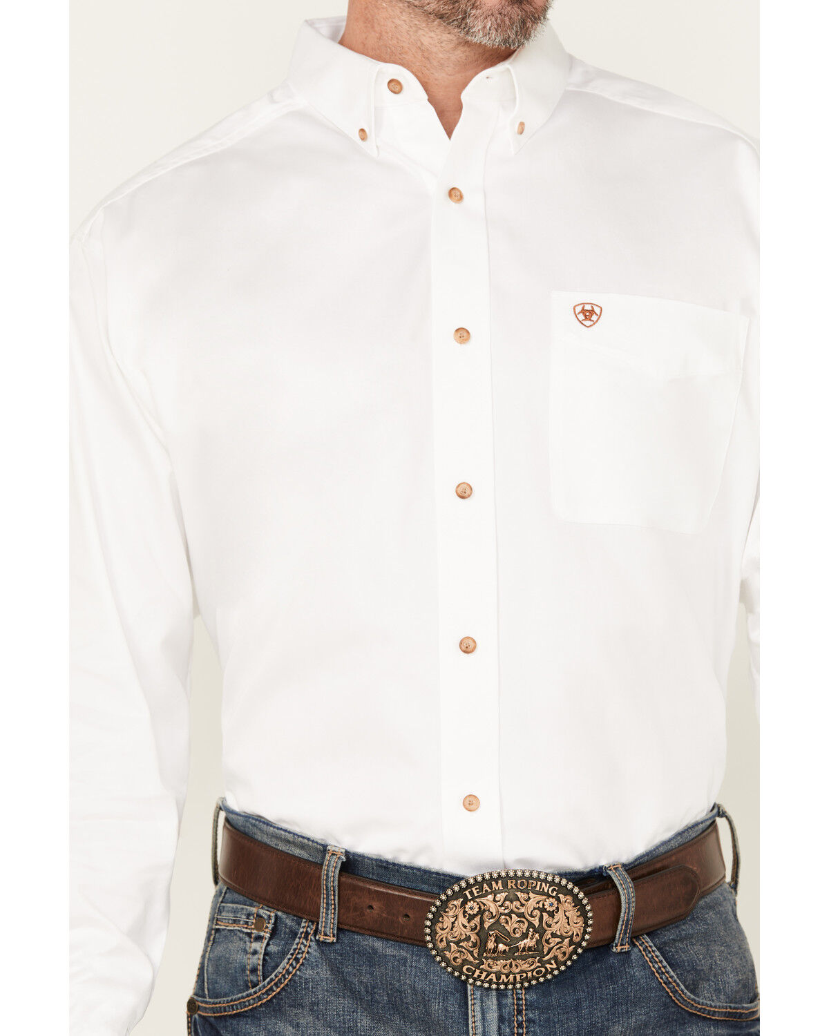 Image #3 - Ariat Men's Solid Twill Long Sleeve Western Shirt - Big & Tall, White, hi-res