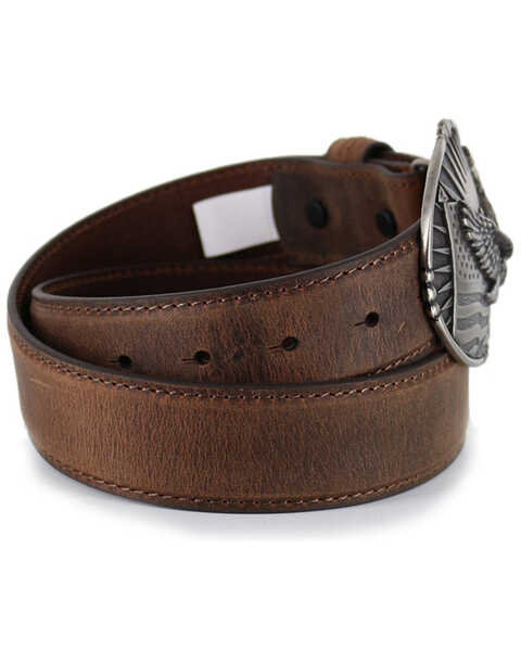 Image #2 - Cody James® Men's Patriotic Eagle Leather Belt, Brown, hi-res
