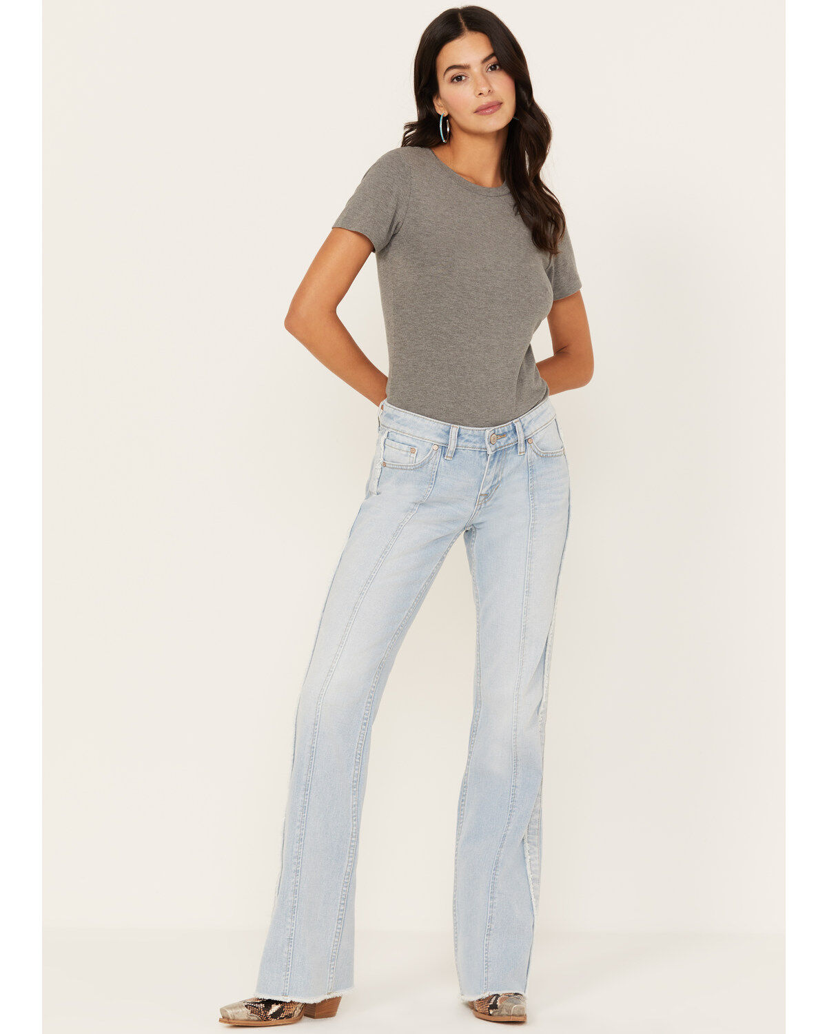 Shyanne Women's Light Wash Low Rise Seamed Bootcut Jeans, Light Medium Wash, hi-res