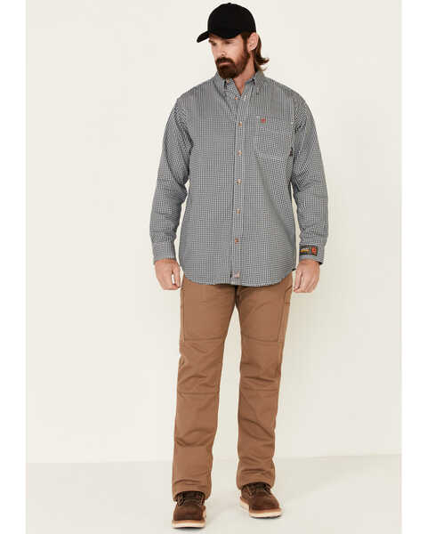 Image #2 - Ariat Men's FR Check Long Sleeve Work Shirt, Blue, hi-res