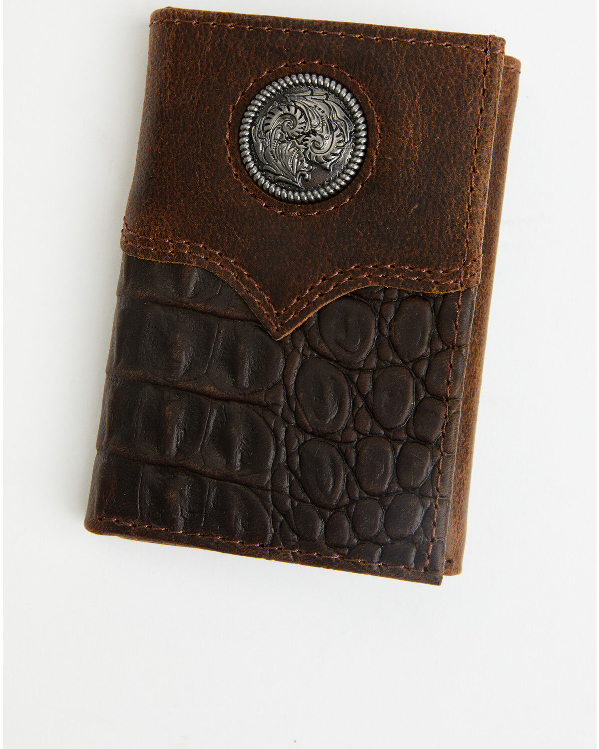 Image #1 - Cody James Men's Caiman Print Trifold Wallet, Dark Brown, hi-res