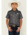 Image #1 - Rock & Roll Denim Boys' Steer Head Skull Short Sleeve Button-Down Polo, Grey, hi-res