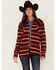 Image #1 - Cinch Women's Serape Stripe Fleece Western Snap Shacket, Red, hi-res