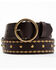 Image #1 - Cleo + Wolf Women's Studded Rivet Leather Retro Belt, Dark Brown, hi-res