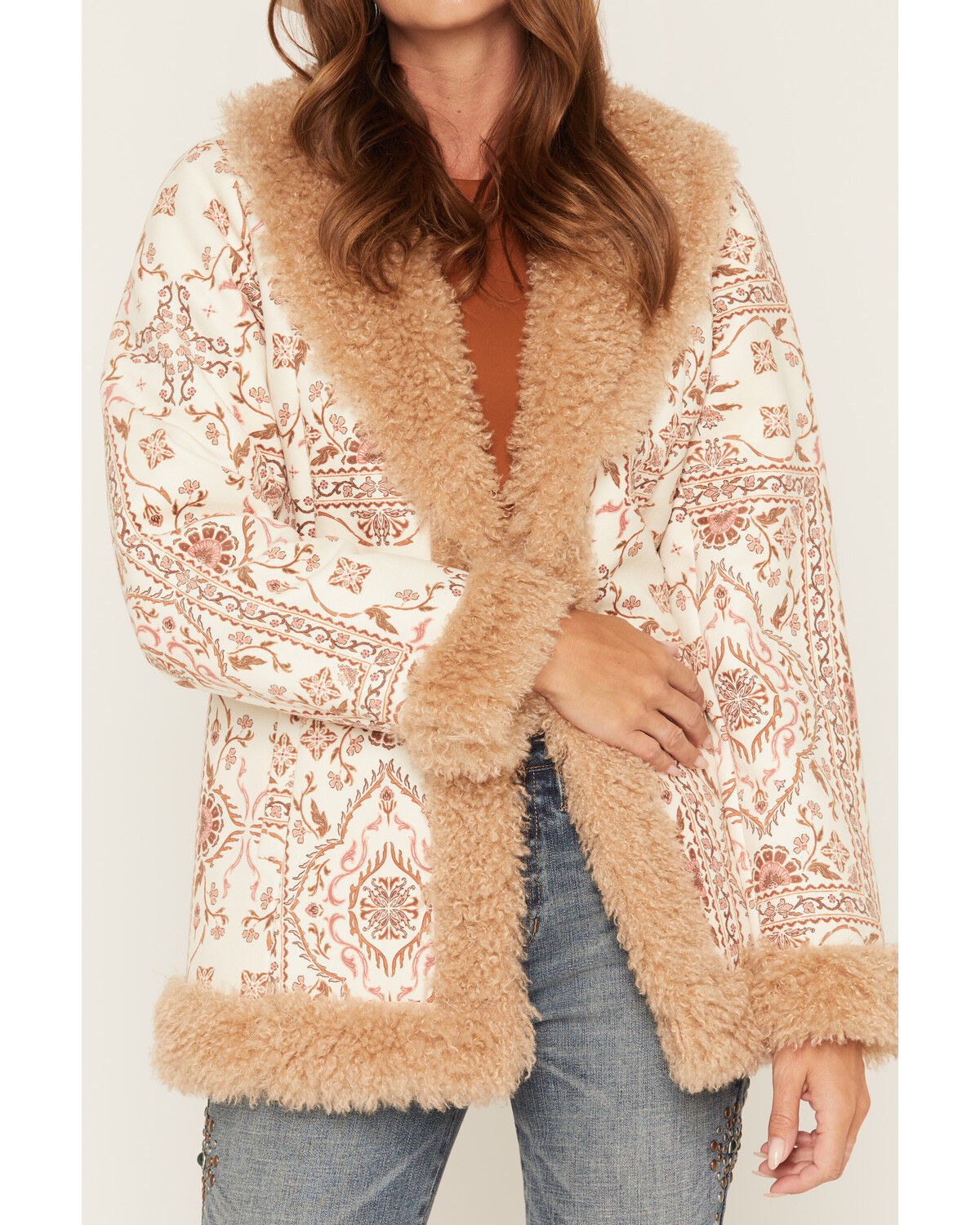 Image #3 - Shyanne Women's Tinsey Tapestry Print Faux Suede Coat, Natural, hi-res