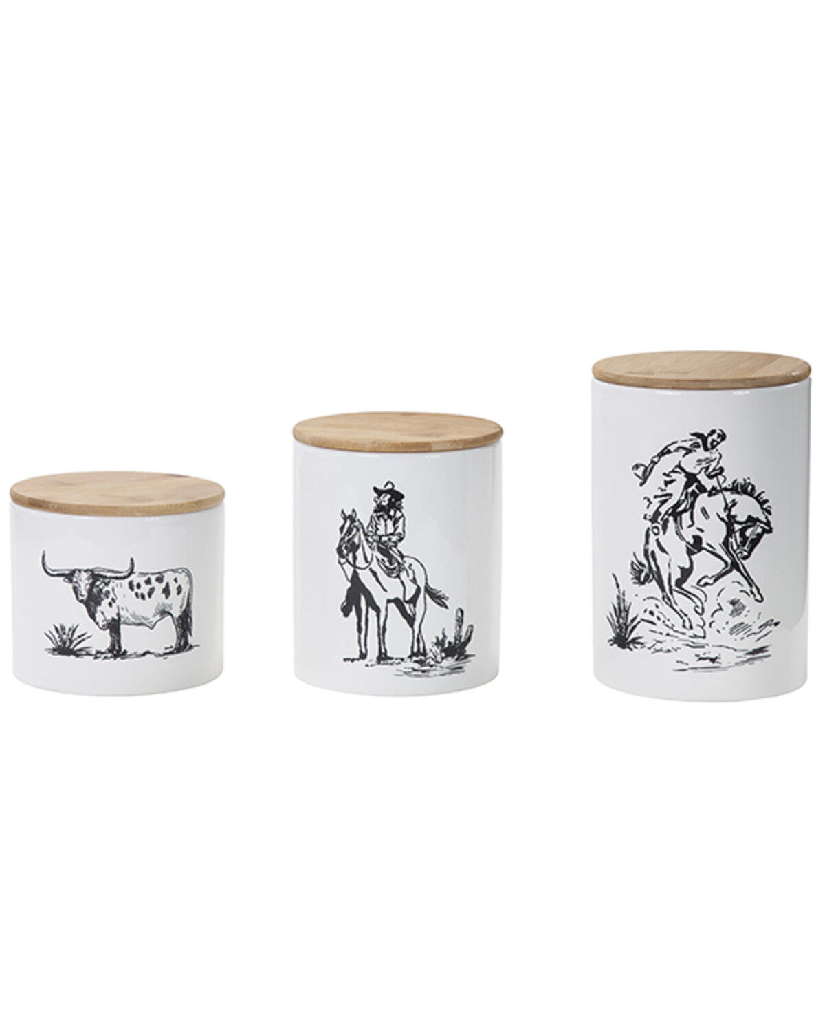 Image #1 - HiEnd Accents Ranch Life 3pc Canister Set, Black/white, hi-res